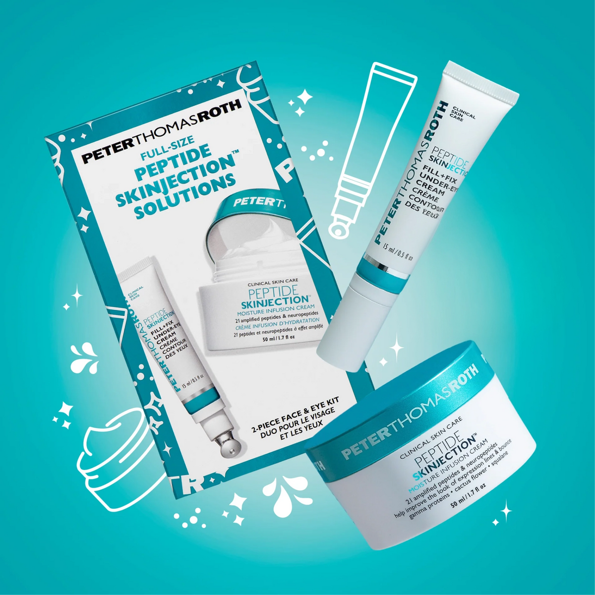Full-Size Peptide Skinjection™ 2-Piece Kit Face & Eye Kit - Набір для інтенсивного зволоження та боротьби зі зморшками Peter Thomas Roth