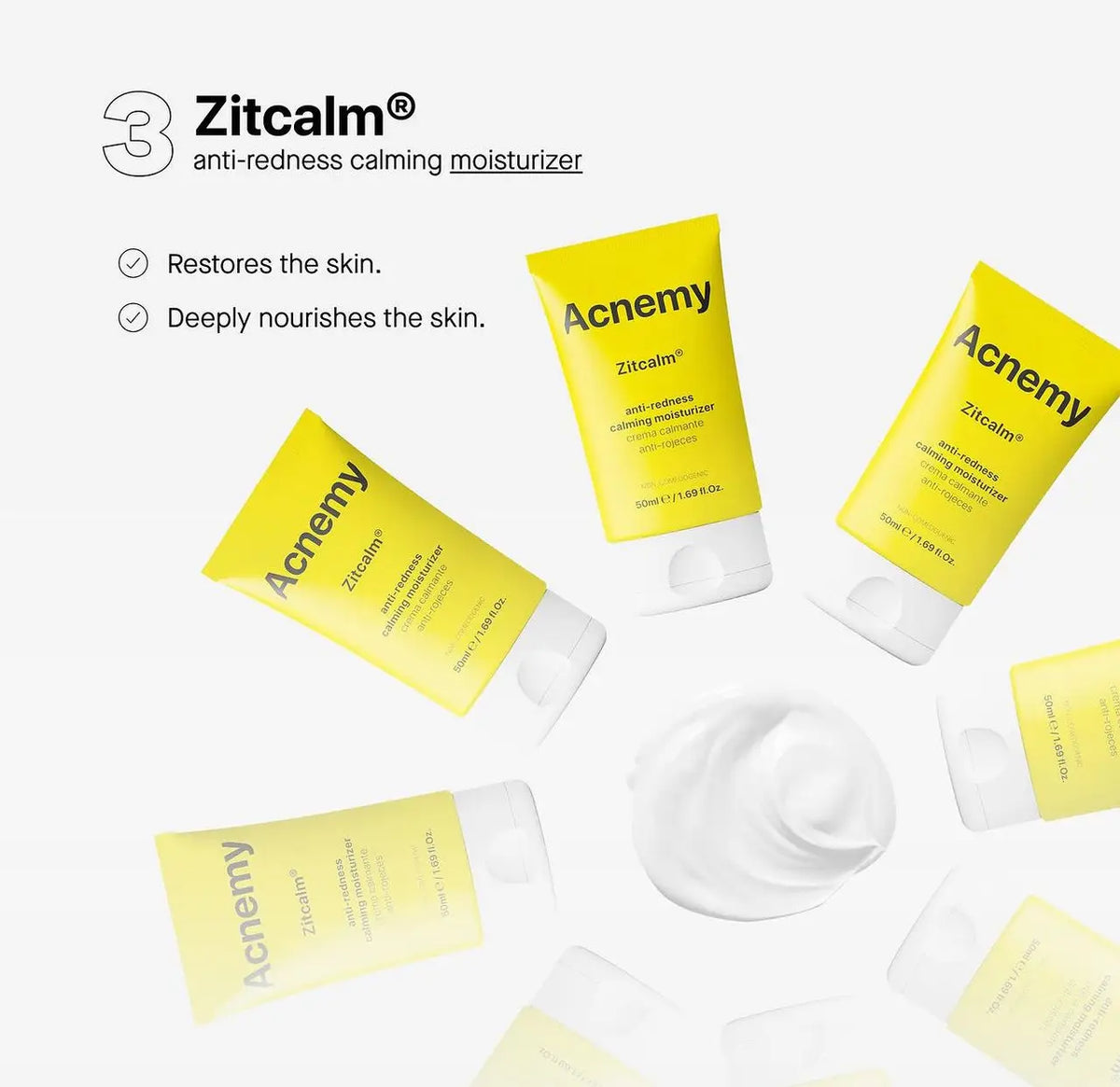 Acnemy Zitcalm Anti-redness Calming Moisturizer — заспокійливий крем для шкіри після засобів від акне