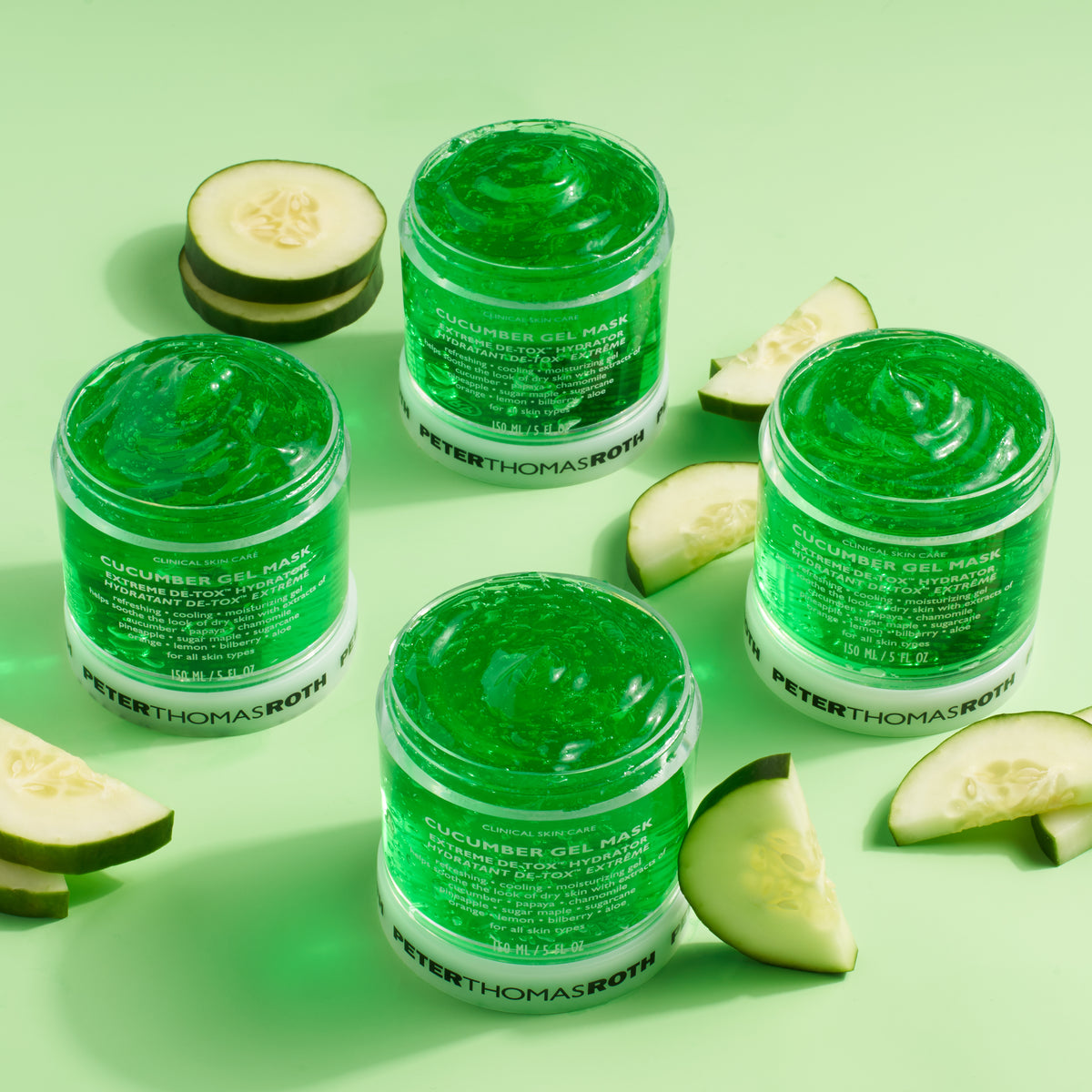 Cucumber Gel Mask Extreme De-Tox Hydrator - Гелева маска для обличчя для інтенсивного детоксу та зволоження з екстрактом огірка Peter Thomas Roth