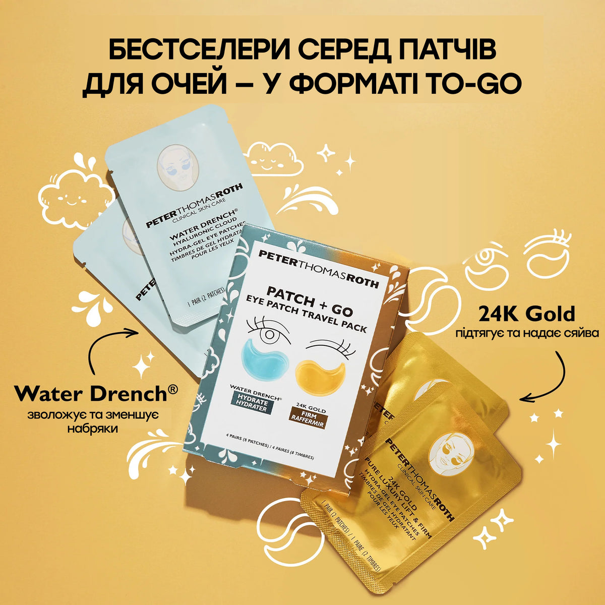 Eye Patch Travel Pack "Patch + Go" - Дорожній набір патчів для очей Peter Thomas Roth